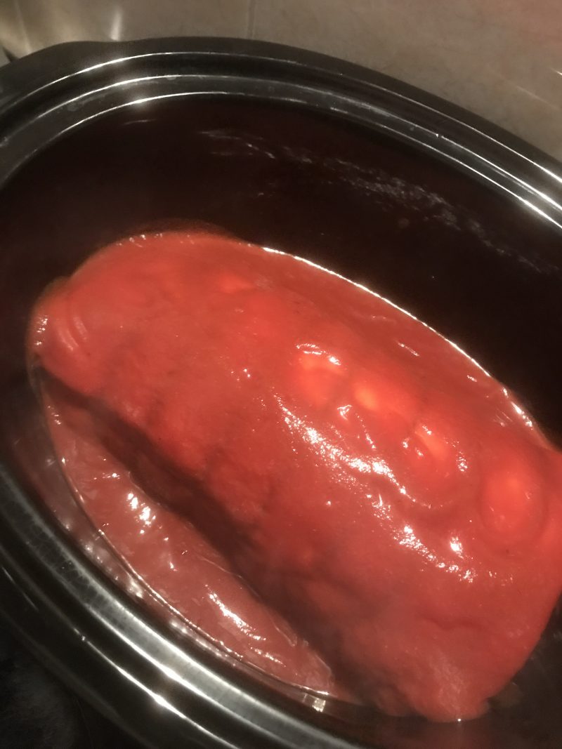 Slow Cooked BBQ Pulled Pork – covered sauce Slow Cooked Pulled Pork